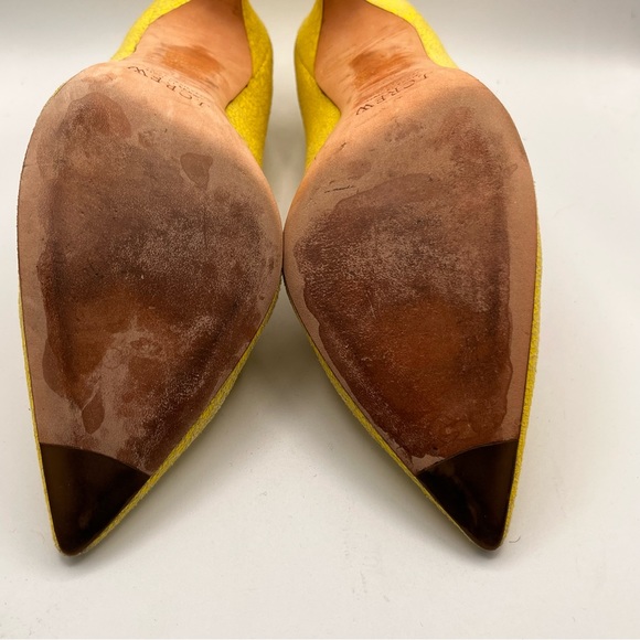 J CREW BRIGHT YELLOW CRACKLE LEATHER PUMPS - Picture 9 of 12